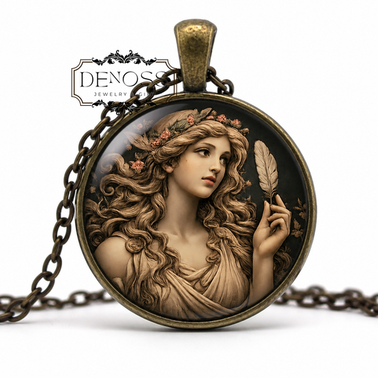MELPOMENE Necklace,Goddess of Tragedy,Muse,Mythology,Greek,Art Glass Pendant Necklace