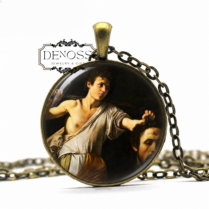 Caravaggio's David and Goliath Key Necklace,Bible Story Gift
