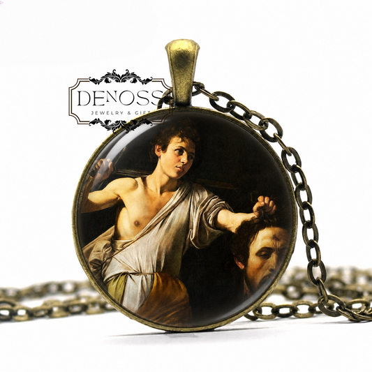 Caravaggio's David and Goliath Key Necklace,Bible Story Gift