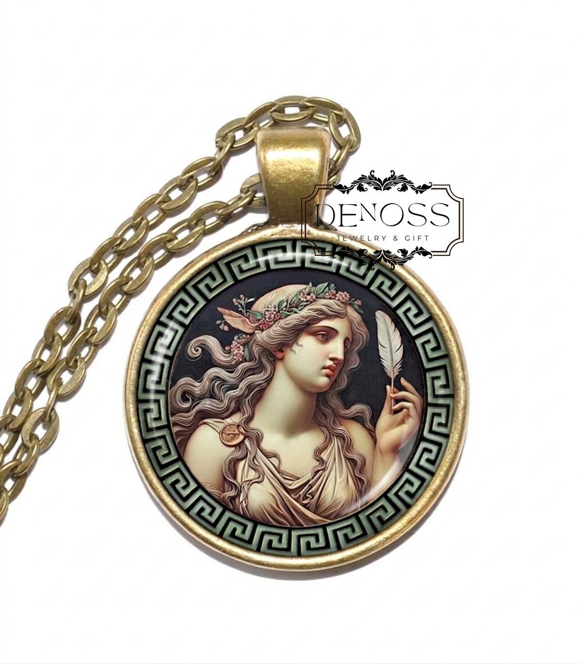 MELPOMENE Necklace,Goddess of Tragedy,Muse, Mythology,Greek, Art Pendant Necklace,Glass Pendant