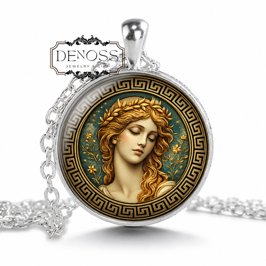 METIS Necklace,Oceanid Nymph,Goddess of Wisdom,Goddess of Prudence,Goddess of Deep Thought,Greek,Art Glass Pendant