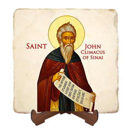 St.John Climacus of Sinai Icon,Men Saints,Marble Icon,Handmade,Prayer gift,Christian Icon