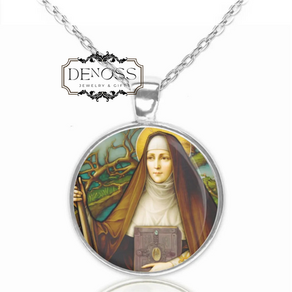 Saint Brigid of Kildare Catholic Necklace,Ireland Patron Saint Pendant Christian