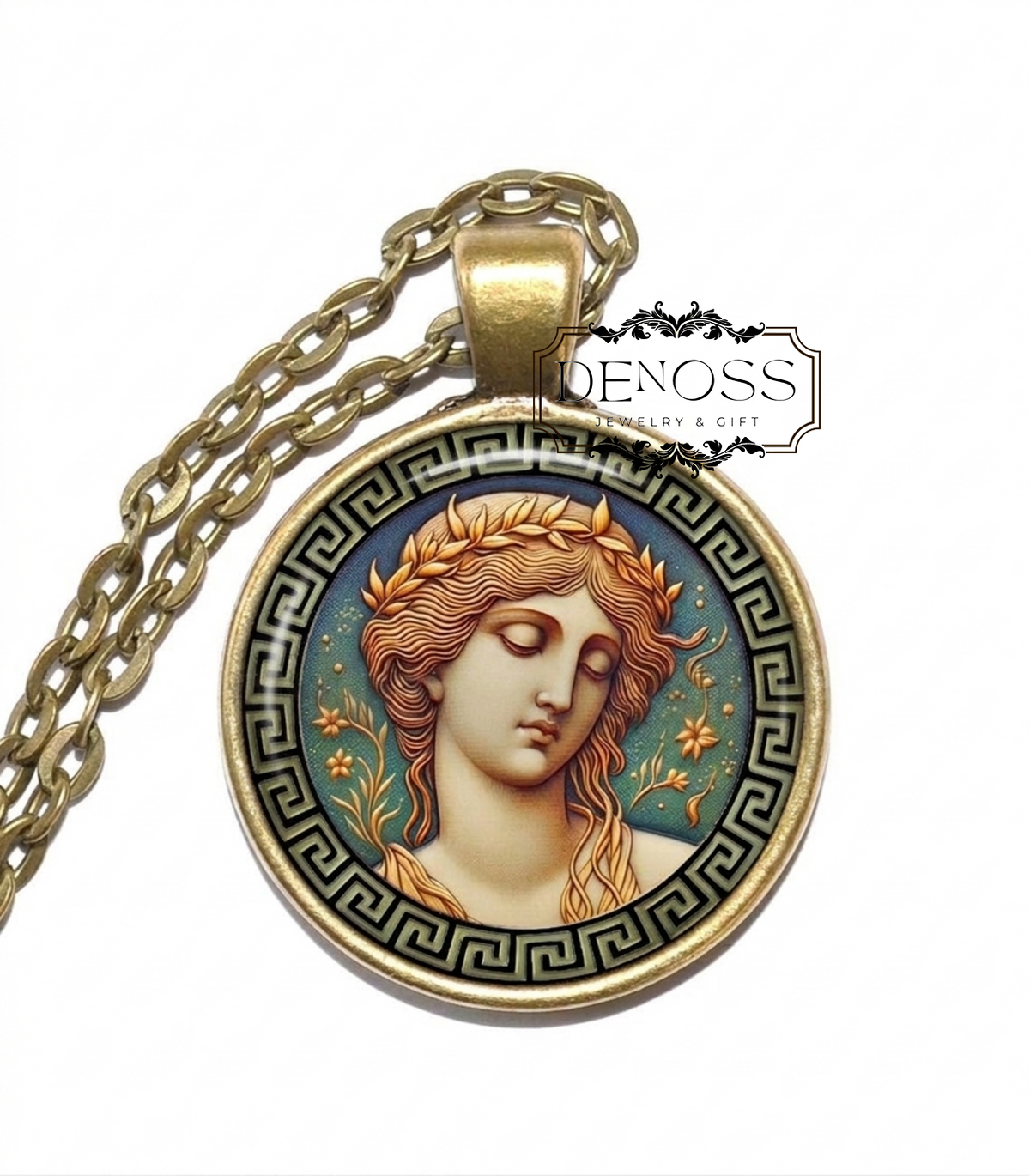METIS Necklace,Oceanid Nymph,Goddess of Wisdom,Goddess of Prudence,Goddess of Deep Thought,Greek,Glass Pendant,Art Pendant