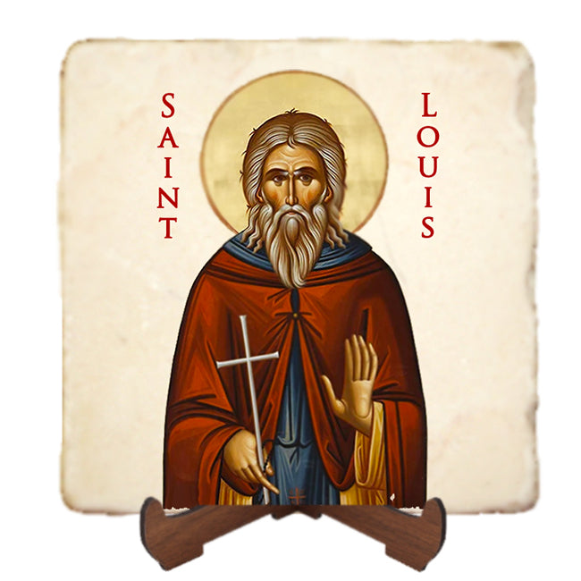 St.Louis Icon,Men Saints,Marble Icon,Handmade,Prayer gift,Christian Icon