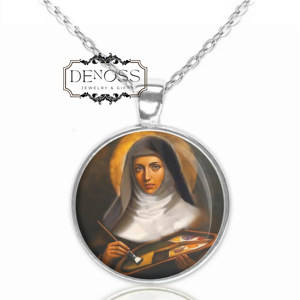 Saint Catherine of Bologna Necklace,Patron Saint of Artists,Catholic Medal