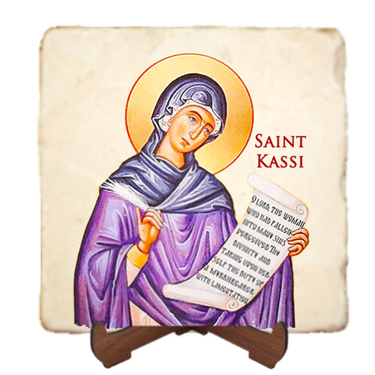 St.Kassi Icon,Women Saint,Marble Icon,Handmade,Prayer gift,Christian Icon