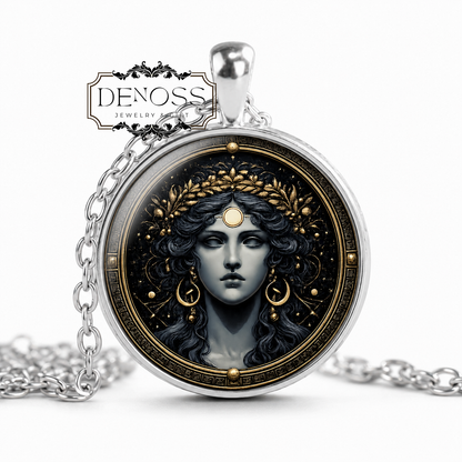 MNEMOSYNE Necklace,Goddess of Memory,Goddess of Remembrance,Titan,Greek,Glass Pendant