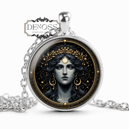 MNEMOSYNE Necklace,Goddess of Memory,Goddess of Remembrance,Titan,Greek,Glass Pendant