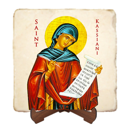 St.Kassiani Icon,Women Saint,Marble Icon,Handmade,Prayer gift,Christian Icon