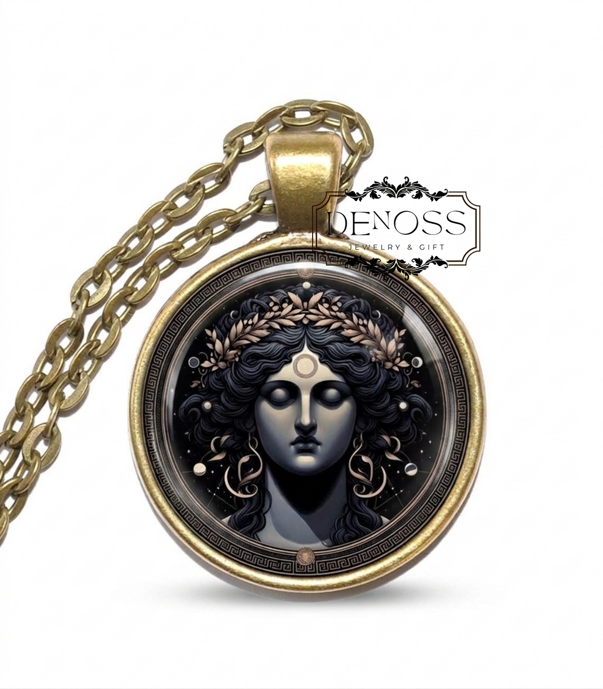 MNEMOSYNE Necklace,Goddess of Memory,Goddess of Remembrance,Titan,Greek,Glass Pendant
