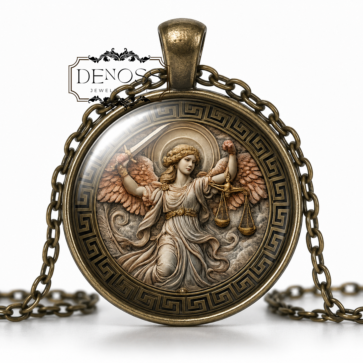 NEMESIS Necklace,Goddess of Divine Retribution,Goddess of Revenge,Greek,Glass Pendant