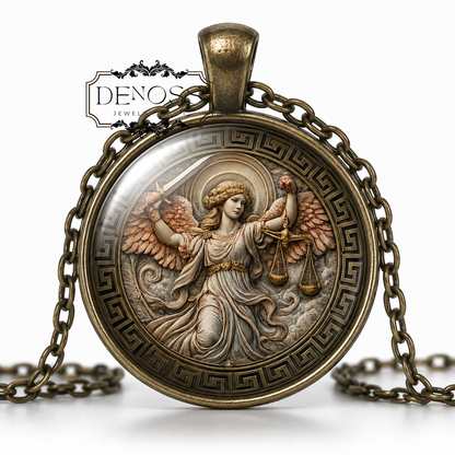 NEMESIS Necklace,Goddess of Divine Retribution,Goddess of Revenge,Greek,Glass Pendant