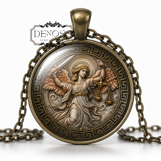 NEMESIS Necklace,Goddess of Divine Retribution,Goddess of Revenge,Greek,Glass Pendant