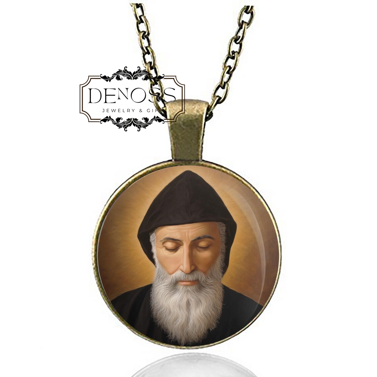 Saint Charbel Catholic Necklace,Medal Round Pendant