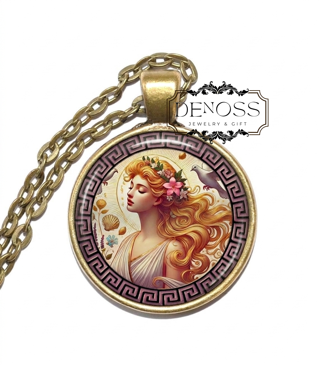 APHRODITE Necklace,Goddess of Love,Goddess of Beauty,Goddess of Pleasure,Goddess of Procreation,Glass Pendant