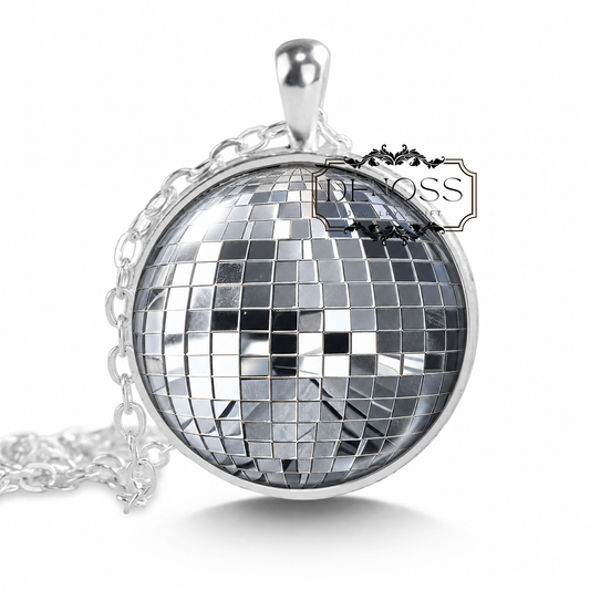 Disco Ball Pendant Necklace,Retro Party Jewelry