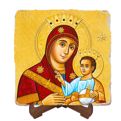 Our Lady of Bethlehem,Marble Icon,Handmade,Baptism gift,Christian Icon