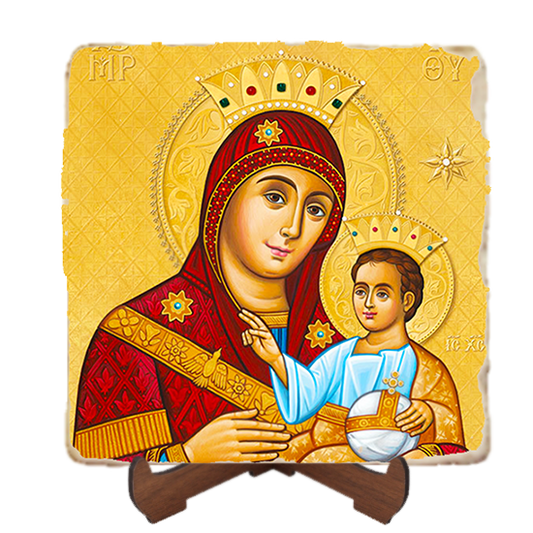 Our Lady of Bethlehem,Marble Icon,Handmade,Baptism gift,Christian Icon
