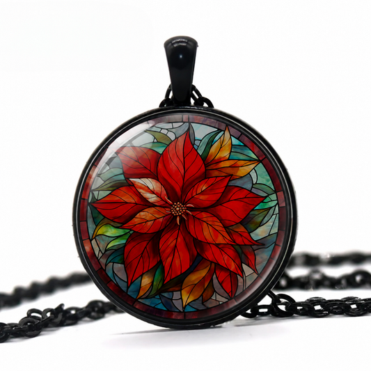 Poinsettia Flower necklace Gift - Denoss