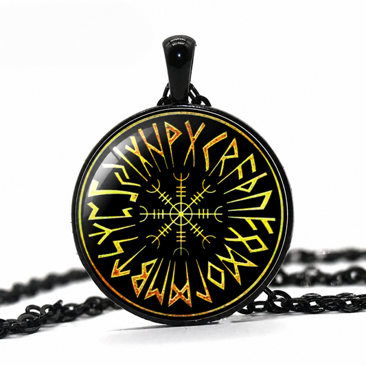 Norse Rune Compass Pendant Necklace,Viking Vegvisir,Nordic Protection Symbol Jewelry