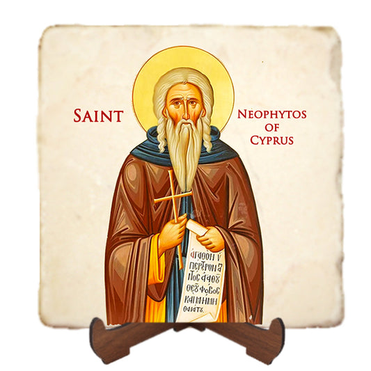 St.Neophytos of Cyprus Icon,Men Saints,Marble Icon,Handmade,Prayer gift,Christian Icon