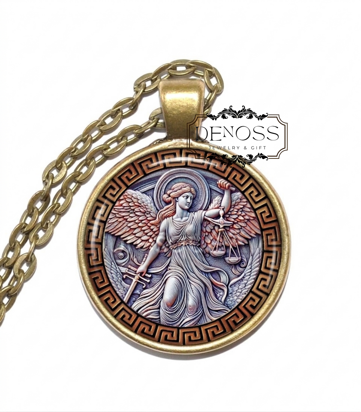 NEMESIS Necklace,Goddess of Divine Retribution,Goddess of Revenge,Greek, Glass Pendant