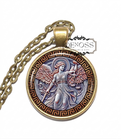 NEMESIS Necklace,Goddess of Divine Retribution,Goddess of Revenge,Greek, Glass Pendant