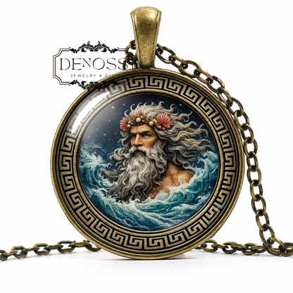 OCEANUS Necklace,Titan of the Ocean,God of the World-Encircling River,Symbol of Eternal,Flowing Waters,Greek Mythology