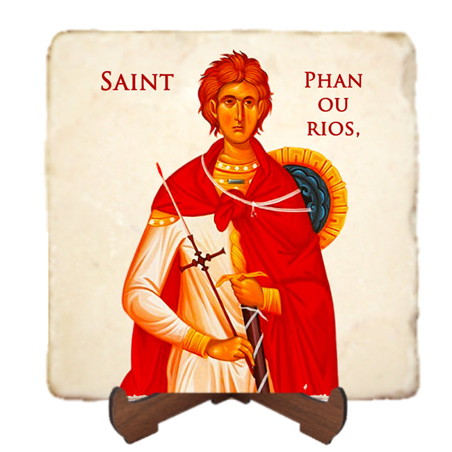 St.Phanourios Icon,Men Saints,Marble Icon,Handmade,Prayer gift,Christian Icon