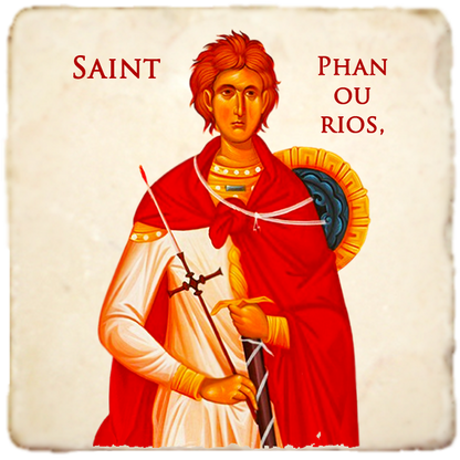 St.Phanourios Icon,Men Saints,Marble Icon,Handmade,Prayer gift,Christian Icon
