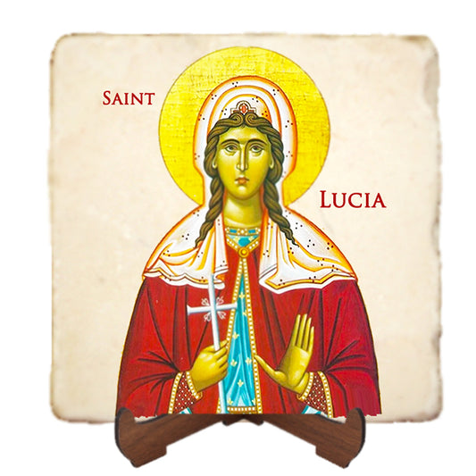 St.Lucia of Syracuse Icon,Women Saint,Marble Icon,Handmade,Prayer gift,Christian Icon