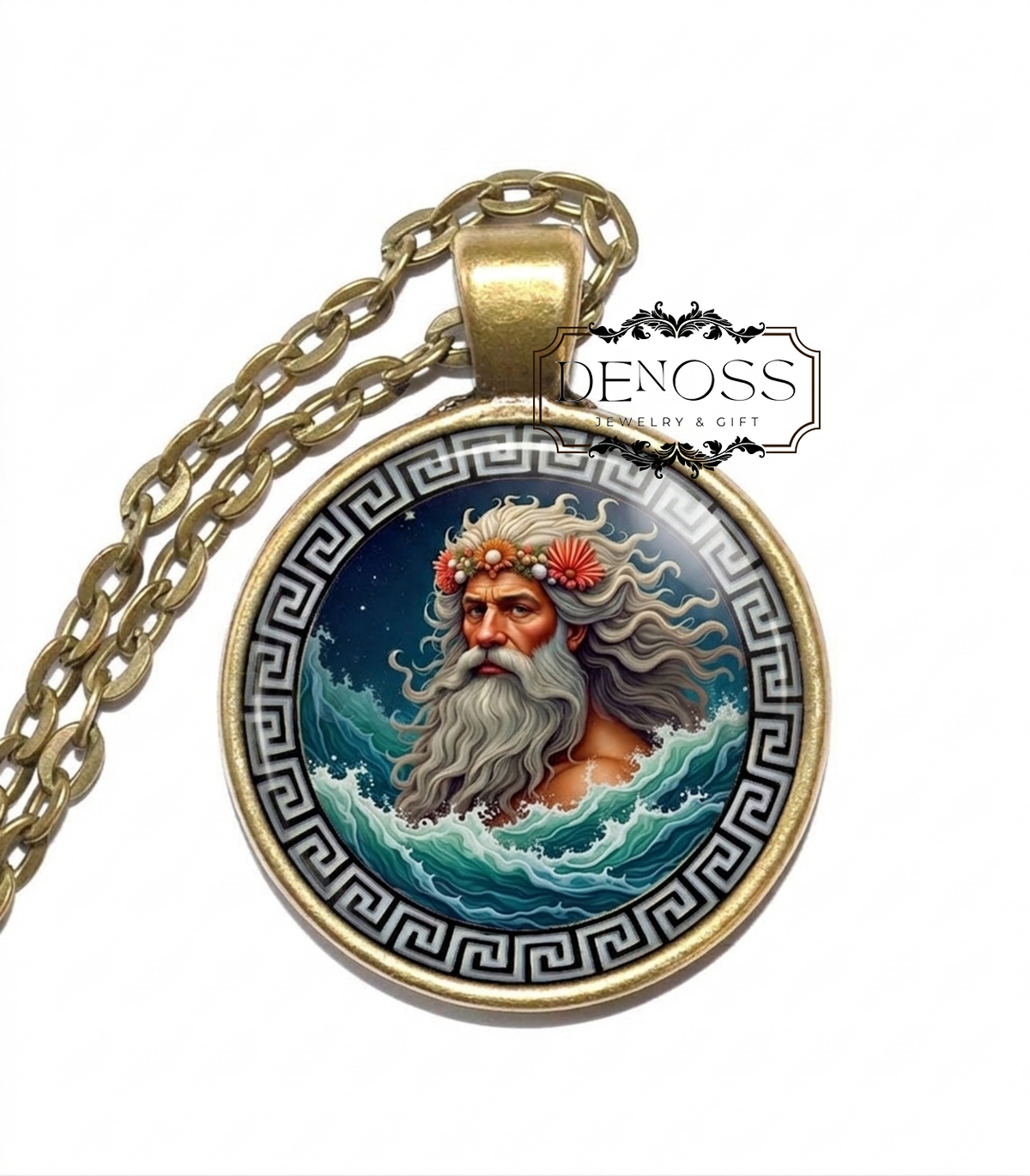 OCEANUS Necklace,Titan of the Ocean,God of the World-Encircling River,Symbol of Eternal,Flowing Waters,Greek Mythology
