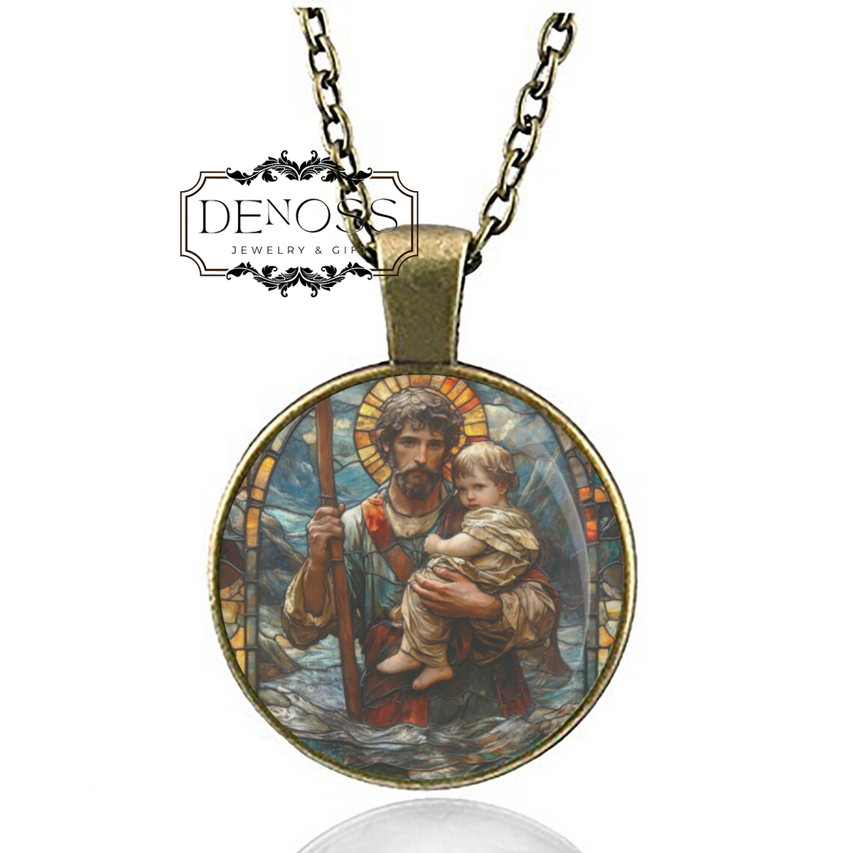 Saint Christopher Catholic Necklace,Pendant Medal Patron Saint of Travelers