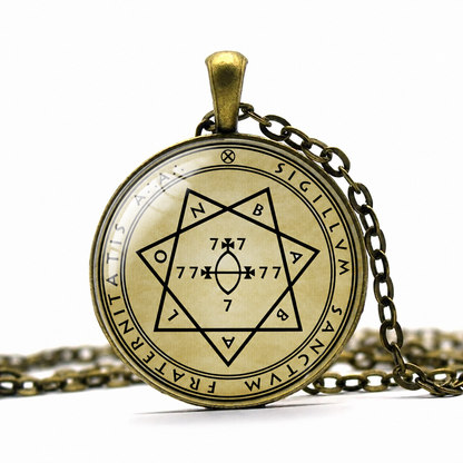 Seal of Babalon Pendant Necklace,Seal of The Argentum Astrum Thelema Aleister Babalon,Heptagram Thelema Goddess Babalon, Scarlet Woman