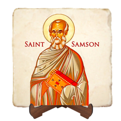 St.Samson Icon,Men Saints,Marble Icon,Handmade,Prayer gift,Christian Icon