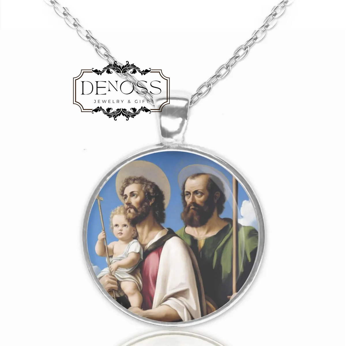 Saint Christopher with St Peter Catholic Necklace,Patron Saint of Travelers Children