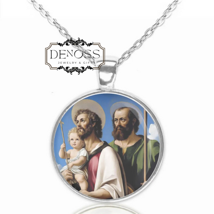 Saint Christopher with St Peter Catholic Necklace,Patron Saint of Travelers Children