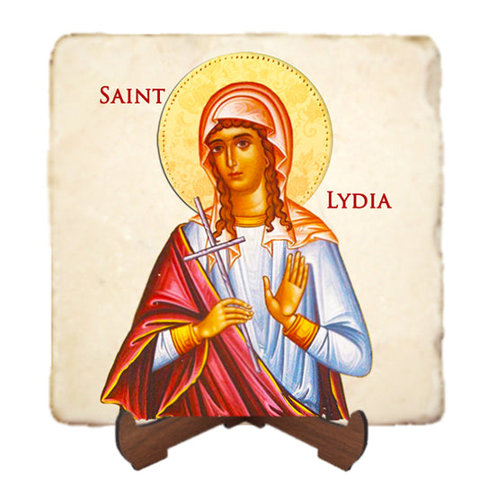 St.Lydia of Philippi Icon,Women Saint,Marble Icon,Handmade,Prayer gift,Christian Icon