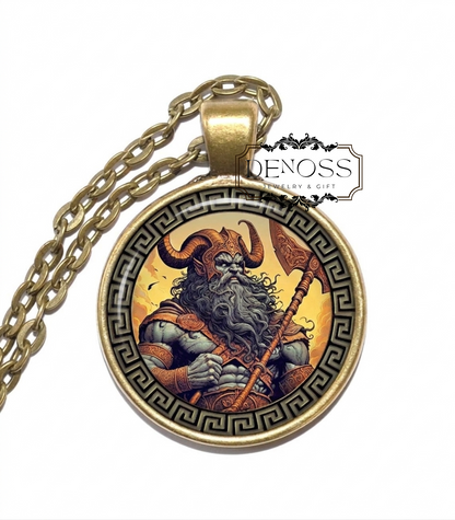 PALLAS Necklace,Titan God of Battle,Titan God of Warcraft,Combat,Aspects of Battle,Greek, Mythology,Glass Pendant