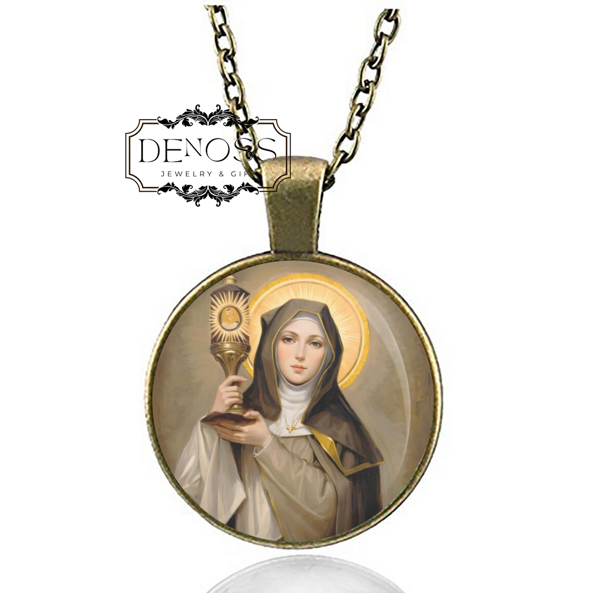 Saint Clare of Assisi,Italian Saint Catholic Necklace