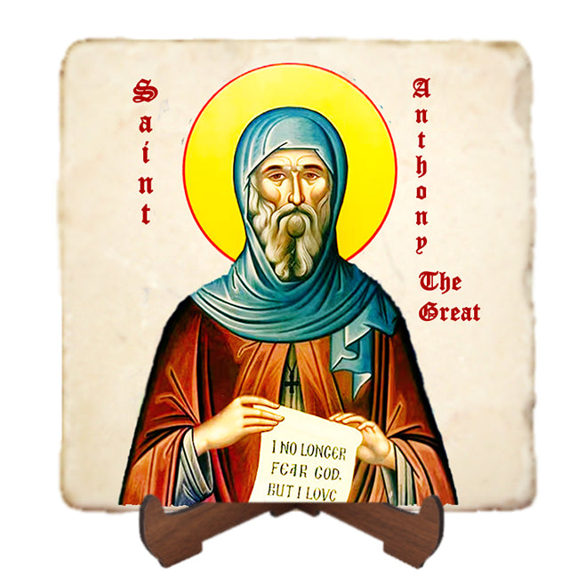 St.Anthony the Great Icon,Men Saints,Marble Icon,Handmade,Prayer gift,Christian Icon