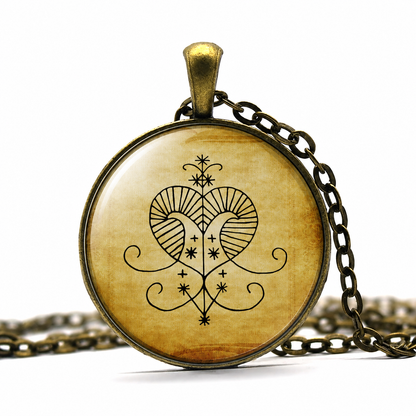 Ezili Erzulie Freda Voodoo Veve Pendant Necklace,Love Talisman Amulet, Witchcraft Voodoo Amulet Gift,Veve Ezili Erzulie Handmade Jewelry