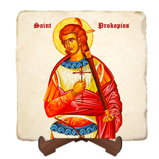 St.Prokopios Icon,Men Saints,Marble Icon,Handmade,Prayer gift,Christian Icon