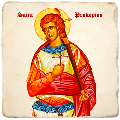 St.Prokopios Icon,Men Saints,Marble Icon,Handmade,Prayer gift,Christian Icon