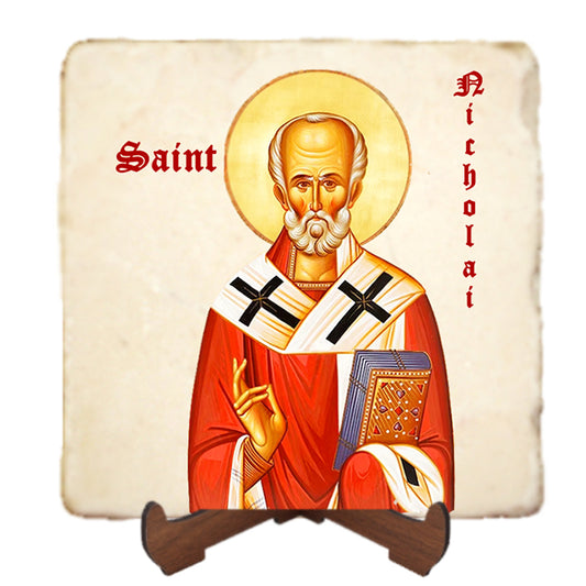 St.Nicholas Icon,Men Saints,Marble Icon,Handmade,Prayer gift,Christian Icon
