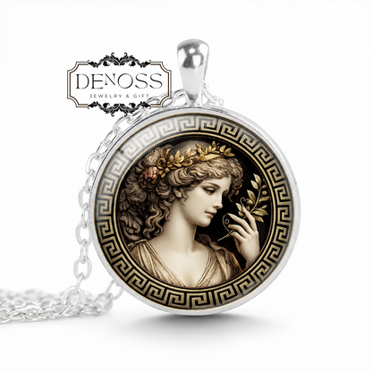 PEITHO Necklace,Goddess of Persuasion,Goddess of Eloquence,Goddess of Seductive Charm,Greek Mythology,Glass Pendant