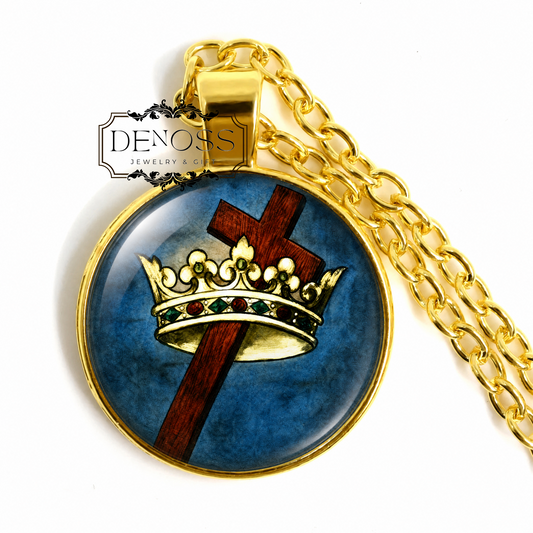 Cross and Crown Necklace,Religious,Christian Gift
