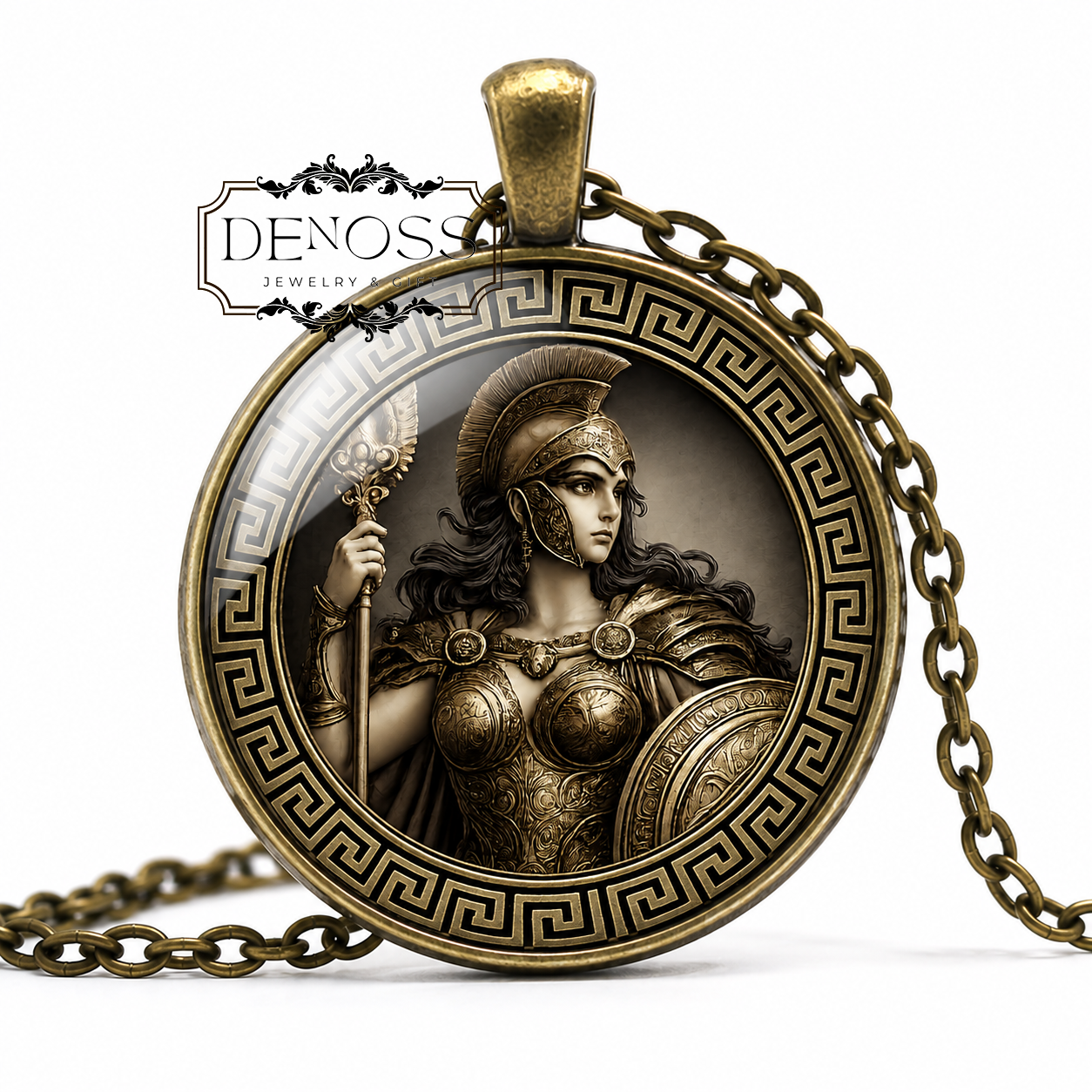 PENTHESILEA Necklace,Amazonian Queen,Daughter of Ares,Bravery,Wisdom,Skill in Weapons,Greek Mythology,Glass pendant