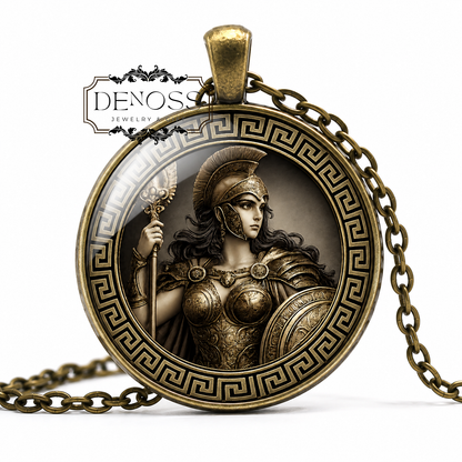 PENTHESILEA Necklace,Amazonian Queen,Daughter of Ares,Bravery,Wisdom,Skill in Weapons,Greek Mythology,Glass pendant